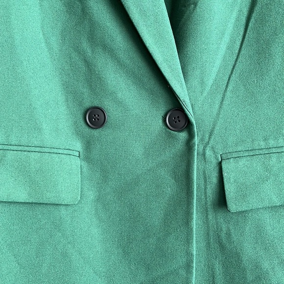 NWOT Zara Dark Green Double Breast Lapel Collar Blazer - Picture 3 of 9